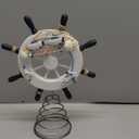 Natural Christmas Tree Topper Coastal Treetop Decoration 12 Inch Beach Nautical Ship Wheel Christmas Tree Topper Ornaments for Xmas Festival Sea Beach Themed Party Decor Home Office