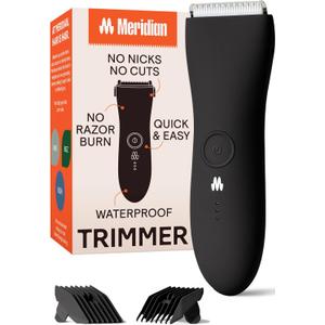 MERIDIAN The Trimmer Original - Body Hair Trimmer for Men, Electric Shaver for Pubic Hair, Chest, Legs & Bikini, Waterproof & Rechargeable, Onyx (3. Onyx)