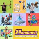 Handwell Toddler Water Table, Auto Water-Absorbing 3-Tier Kids Water and Sand Activity Table with Umbrella & 20PCS Water Toy Accessories, Outdoor Water Play Toys Sensory Playset Summer Gift for Age 3+