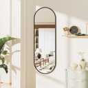 Hasipu 47 x 16 in Arched Over-The-Door Full-Length Mirror, Tempered Glass, Aluminum Frame Black