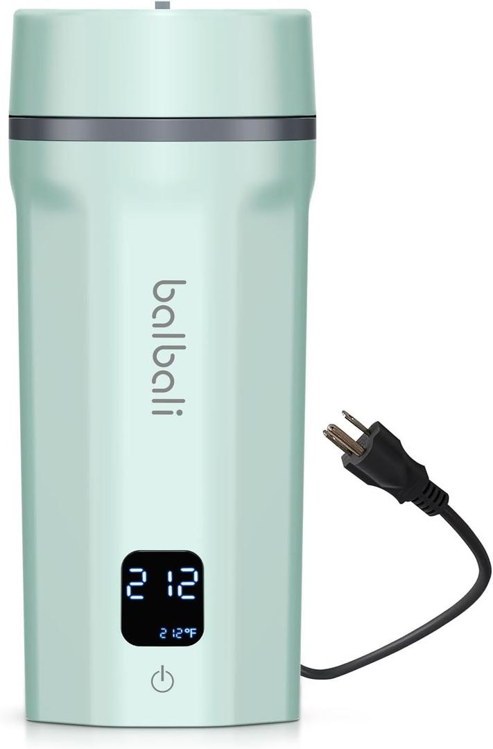 balbali 18.6oz Portable Kettle for Travel 100-250V Dual Voltage for International/Global/Europe - 6 Preset Travel Electric Kettle Hot Water Boiler/Heater/Warmer/Tea Maker - Green (550mL)