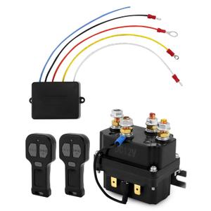 QWORK Wireless Winch Remote Control Kit, 12V 250A Winch Solenoid Relay Contactor + 12V Wireless Winch Receiver with 2pcs Wireless Winch Remote, for Truck ATV SUV 63070 62135 74900 70715, QS10384