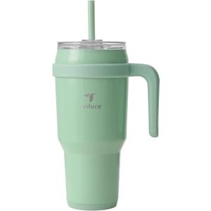 REDUCE 40 oz Stainless Steel Tumbler with Handle - Dual-Wall Vacuum Insulated Travel Mug, Sweat-Proof Lid & Reusable Straw - Keeps Drinks Cold for 24 Hrs, Fits Cupholders, Dishwasher Safe - Matcha