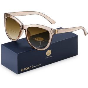 EASY READ Bifocal Reading Sunglasses for WomenFashion Sun Readers UV400 Protection(Magnification 1.50, Brown)