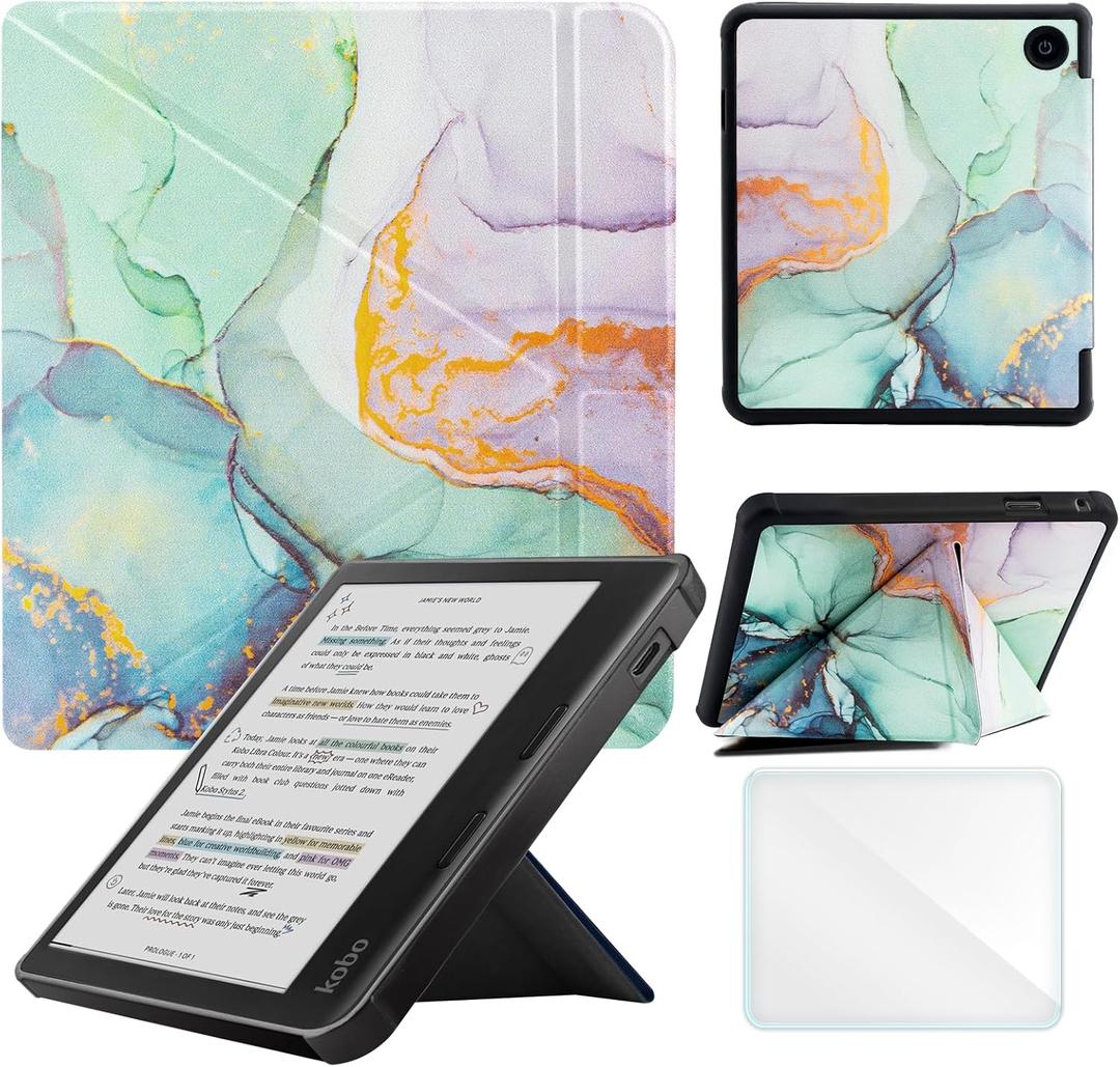 Case Compatible with Kobo Sage 8 Inch e-Reader (Model: N777 N778K, 2021 Release), Includes a Screen Protector - Premium PU Leather Cover with Auto Sleep/Wake