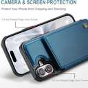 Vinich for iPhone 16 Wallet Case with Card Holder, RFID Blocking Credit Slots Kickstand Shockproof Phone Cover Fit for iPhone 16 6.1" Blue