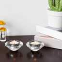 Crystal Tealight Candle Holders Pack of 2, Small Round Votive Clear Diamond Shaped Tea Light Candle Stands for Wedding Table Centerpieces Living Room Decors