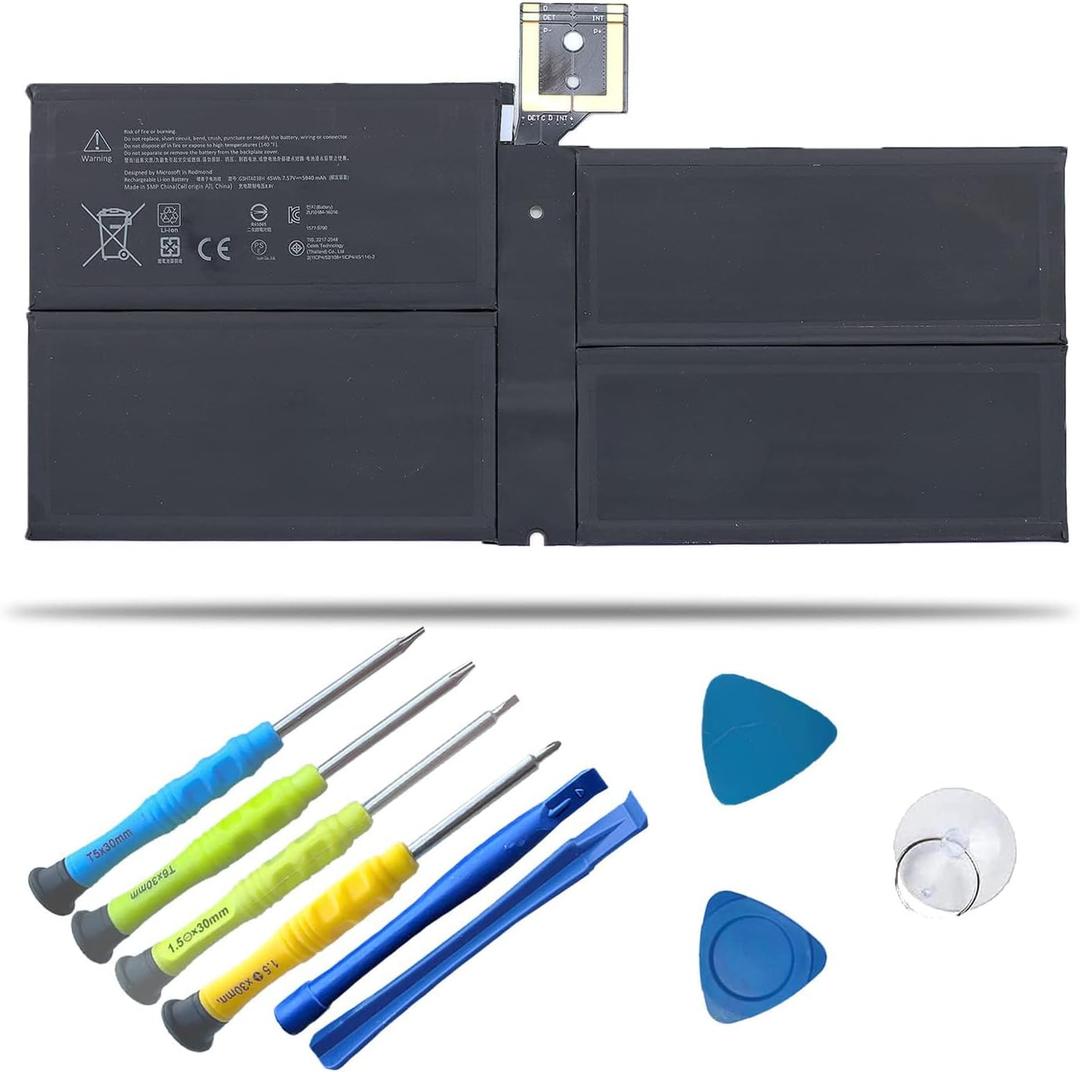 G3HTA038H Battery for Microsoft Surface Pro 5th (Model 1796, 2017),Surface Pro 6(Model 1807/1809/1796, 2018) 12.3" 2-in-1, Core i5 i7 m3 Series with Tools For surface pro 5 battery DYNM02 7.57V 45Wh