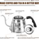 Pour Over Kettle for Manual Drip Coffee and Tea with Thermometer 28oz Gooseneck Kettle with Flow Control Stainless Steel Water Kettle for Stovetop,800ml,4 Cup,Silver,1Pack