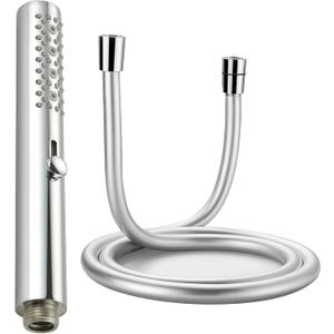 High PressureRound Handheld Shower Head, Anti-clog Nozzles, 3 In 1 Function Shower Wand with Handheld to Clean Tub, Tile & Pets, Rain Shower Head with Long 59" PVC Hose (Chrome)