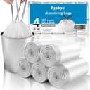 180 Counts Drawstring Small Trash Bags 2-4 Gallon, 4 Gallon Mini Trash Bag Extra Strong, Small Garbage Bags Unscented, Stretchy, Quick Cinch for Bathroom Bedroom Office,White