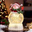 Musical Snow Globe,Lighted Snowman Snow Globes, LED Lights and Swirling Glitter, Christmas Snow Globes Music Box, Decoration for Adults and Kids,Red Snowman
