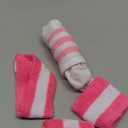 5 Pieces Striped Sweatbands Sock Set Sports Headband High Tube Socks and Wristbands for Women Men Sports 80s Party 80s Accessories Costumes (Pink/White)