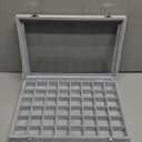 Frebeauty 48 Grid Jewelry Tray,Adjustable Earring Holder Organizer with Glass Lid,Velvet Drawer Jewelry Organizer for Rings,Studs,13.8 x 9.5 x 2 Inches Jewelry Display Box,Gift for Women(Grey)