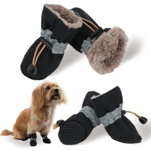 Dog Snow Boots, Dog Shoes for Winter, Dog Winter Boots for Small Medium Dogs Puppies, Dog Boots & Paw Protectors with Anti-Slip Sole and Plush, Pack of 4 (Size 5)