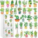 Xuhal 30 Pcs Potted Plants Diamond Painting Magnets Green Plants Diamond Art Magnet Kits for Adults Green Refrigerator Magnetic Sticker 5D Rhinestone Fridge Stickers for DIY Crafts Beginners Gifts