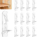 Vibit 28 Pcs Clear Plastic Cabinet Shelf Pegs, 6 mm Self-Locking Shelf Support Pegs Shelf Brackets for 3/4 Inch Thick Shelves, Cabinet Shelf Clips Cabinet Shelf Pins for Wood Shelving