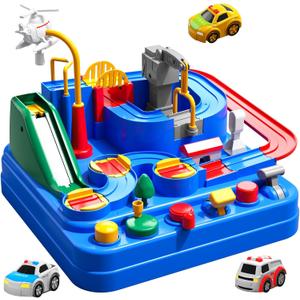 TEMI Boys Toys Car Track, Kids Race Track City Adventurous Toy for 3 4 5 6 7 Years Old Girls - Car Toys with 3 Cars, Birthday Gifts Toys for Boys 3-5 Years Old