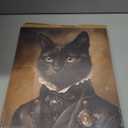 Art Funny Black Cat Poster Gothic Cat Canvas Wall Art Victorian Renaissance Kitten Prints Goth Halloween Academia Kitten Painting for Living Room Bedroom Framed 12X16 inch