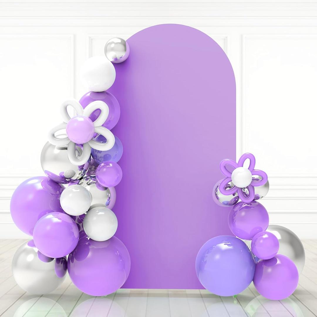 Babenest 6FT Purple Wedding Arch Cover, Spandex Fitted Arch Backdrop Cover for Photography, Round Top Chiara Stand Cover for Party Ceremony Birthday Baby Shower Anniversary Decoration