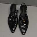 Coutgo Women's Pointed Toe Sandals Slingback Kitten Heel Pumps Slip On Ankle Buckle Dress Shoes (10, Cool Black)