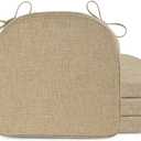 FlyGulls Non-Slip Chair Cushions Set of 4 for Dining Chairs 2" Thick Kictchen Seat Cushions Soft and Comfortable Chair Pads with Ties 16.7" x 16" Beige