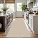 KOZYFLY Runners for Hallways 3x10 ft Washable Kitchen Runner Non Slip Rubber Backed Hallway Rugs Cotton Entryway Runner Rug Floor Carpet for Indoor Hall, Backdoor, Kitchen, Ivory/Khaki