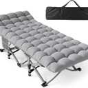 Slendor Folding Camping Cot for Adults with Mattress,Max Load 500lbs Cots for Sleeping Camp Cots for Adults Kids Teenage Portable Travel Camp Cot Bed Mattress for Home Office Beach Garden Tent (Grey)