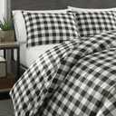Eddie Bauer - Twin Comforter Set, Reversible Cotton Bedding with Matching Sham, Medium-Weight for Year Round Use, Dorm Essentials (Black Check)