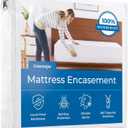 Linenspa Zippered Mattress Encasement - Waterproof & Bed Bug Proof - Premium Noiseless & Absorbent Cover  Queen, White