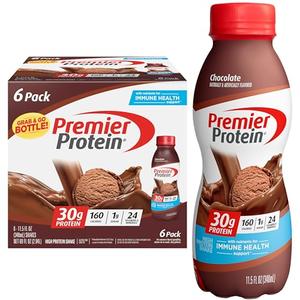 Premier Protein Shake, Chocolate, 30g Protein 1g Sugar 24 Vitamins Minerals Nutrients to Support Immune Health, 11.5 fl oz (Pack of 12), BB 12 DEC 2025