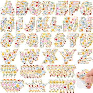 Hanaive 80 Pcs Chenille Letter Patches Self Adhesive Iron on Patch 3D Cute Embroidered Rainbow Smile Face Heart Applique Sewing Badges Patch for Fabric Clothing Jacket DIY(Yellow,Letter)