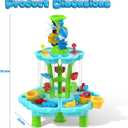 Kids Flower Water Sand Table for Toddlers - 2-Tier Outdoor Water Sand Play Table Toys for Boys Girls, Summer Splash Activity Sensory Table Party Birthday Gift for Kids 3-5 6-12