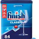 Finish Classic Dishwasher Pods, No PreRinse Dishwasher Detergent Soap For Clean & Shine everyday with grease fighting Power, 84 count