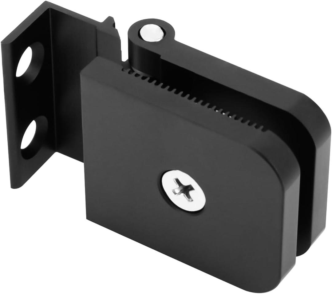 Mini Hinge Mount for Shower Doors, Aluminum Matte Black Finish - Fits 1/4 Inch Framed-Glass Shower Doors for Residential Use