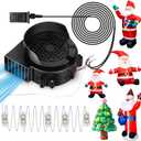 Inflatable Fan Replacement, 1.5A Air Fan Blower with 2.0A Adapter and 5 LEDs Bulbs Light Strings for Halloween, Thanksgiving and Christmas Inflatables (IP68 Waterproof, 5.0 * 5.0'')