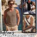 Riyiper 3 Pack Men's Waffle Knit Tank Tops Casual Sleeveless Shirts Classic Beach Tank T-Shirts Summer Loose Muscle Shirts (Black, M)