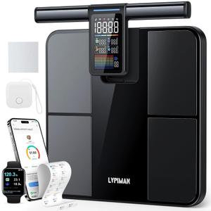 Smart Scale for Body Weight and Fat, 57 Body Composition Metrics, BMI, Muscle Mass, 8-Electrode Digital Bathroom Scale, 485lbs Capacity, with 5.25-Inch VA Color Screen & Retractable Handle