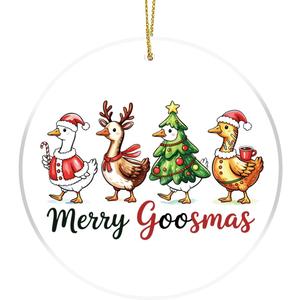 Merry Goosmas Acrylic Ornament Cute Christmas Silly Goose Lover for Xmas Tree Winter New Year Party Hanging Decorations