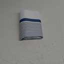 No Hook Blue Shower Curtain with Snap in Fabric Liner Set, Boho Striped Modern Double Layers Waterproof Fabric with See Through Top Window Open Grommet Bath Curtain 71x74 Inch