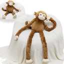 MorisMos Big Monkey Stuffed Animal Plush Toy, 23.6"~35.4" Stretchable Long-Legged Monkey Toy Gift for Kid Adult, Microwavable Heating Stuffed Animal for Birthday Christmas Decor