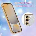 Bonoma Compatible with Samsung Galaxy S24 Fe Case Support for MagSafe, Plating Heart Glitter Magnetic Case TPU Camera Protection Back Cover for Phone Case -Gold