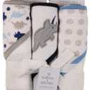 Cudlie Buttons and Stitches Baby Boys 3 Pack Infant Hooded Towel, Triceratops Prints (GS71365) (Dino)