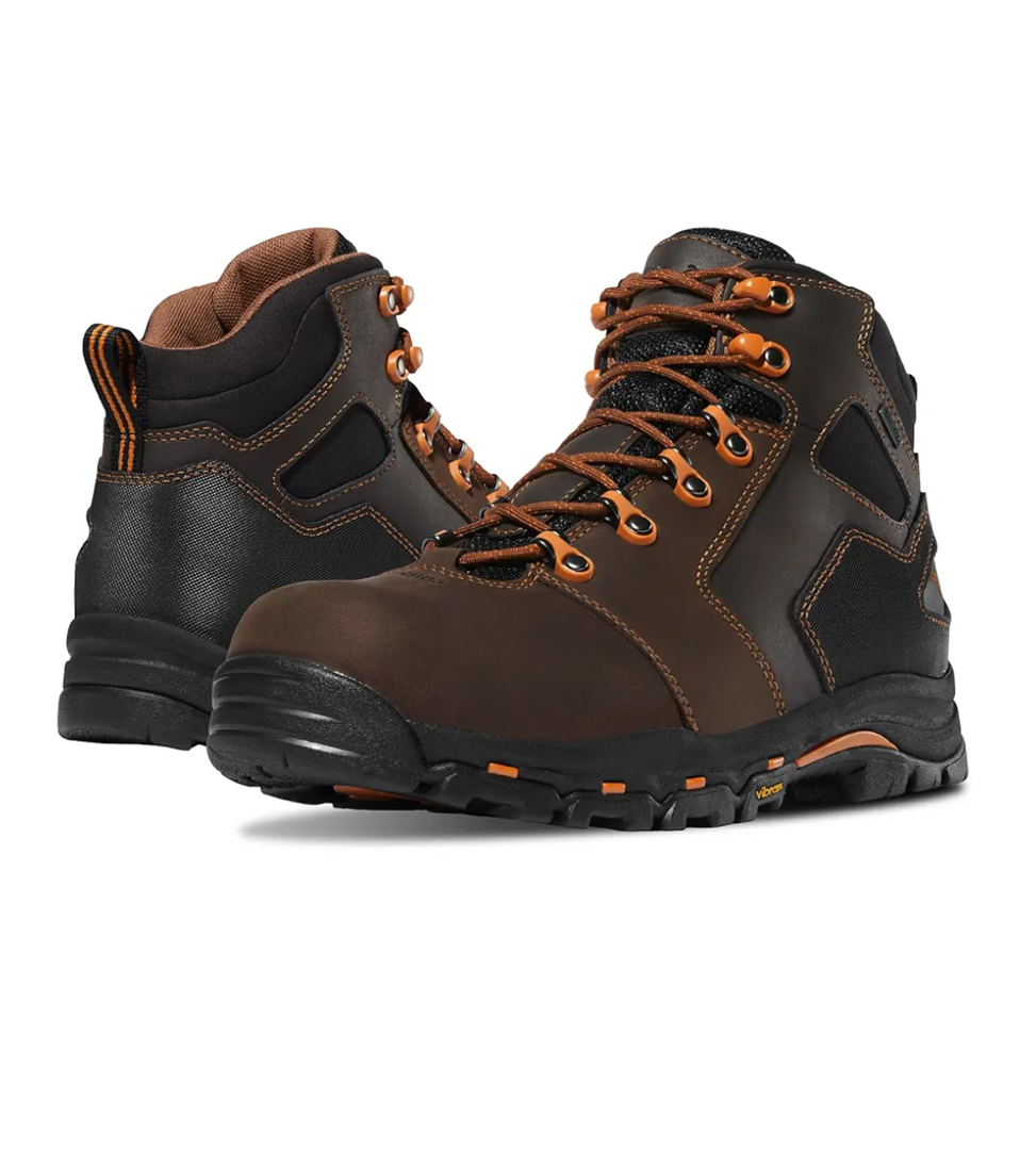 Danner Vicious 4.5” Composite Toe Work Boots for Men - Full-Grain Leather with Breathable Gore-Tex Lining, Speed Lace System & Non Slip Heel Outsole size 11 (Brown/Orange)
