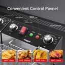Commercial Deep Fryer, Dual Tank 3000W Electric Countertop Fryer with Basket, 10L Double Stainless Steel Oil Fryer,T60 Minute Timer for Home Kitchen and Restaurant(20L)