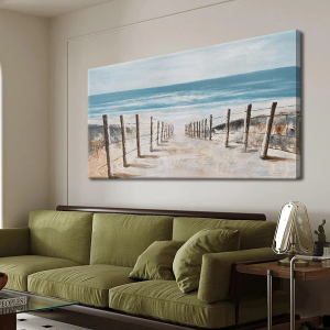 KUPTEU Coastal Blue Abstract Canvas Wall Art, 20L" x 40W", Living Room, Bedroom, Kitchen