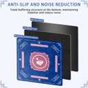 American Mahjong Mat 31"x31" with Rule- Professional Noise Reducing Rubber Dominoes Table Game Mat with Chinese Characters, Non-Slip Base & Velvet Bag - for Cards&Board Game Bule (Blue)