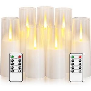 Flameless LED Candles Upgraded Realistic Flickering Flame,7Pcs Battery Operated Candles with Remote Timers,LED Pillar Candles for Home Decor,Christmas,and PartiesWhite