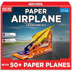 Doctor Jupiter Paper Airplane Book Kit, Crafts for Kids Ages 6+ | Birthday Gift Ideas for 6789101112 Year Old Boys & Girls | Learning & Educational STEM Toy with 50 Paper Airplanes and Launcher