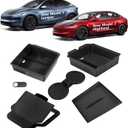 IMATEPLUS Center Console Organizer for Tesla Model 3 Highland 2024 2025 & Model Y Juniper 2025, 6-Piece Set Black(Armrest Storage Tray,center console trayHidden Storage Box,Cup Holder)